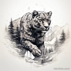 Tattoo sketch of a panther in a snowy landscape v afcec c af becb 191223 tatufoto.com 073