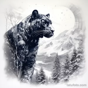 Tattoo sketch of a panther in a snowy landscape v afcec c af becb _1 191223 tatufoto.com 074