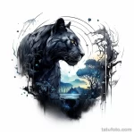 Tattoo sketch of a panther in a surreal setting v bc ab c b fdae _1 191223 tatufoto.com 076