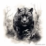 Tattoo sketch of a panther prowling in the jungle eb db dd bd cca _1 191223 tatufoto.com 092