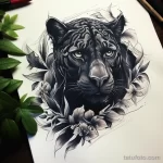 Tattoo sketch of a panther prowling in the jungle eb db dd bd cca _1_2_3 191223 tatufoto.com 094
