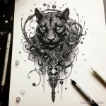 Tattoo sketch of a panther with a magical wand v fbdef d d ad aeabedae _1_2 191223 tatufoto.com 136