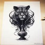 Tattoo sketch of a panther with an hourglass v ec b ea fed _1_2_3 191223 tatufoto.com 171
