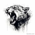 Tattoo sketch of a roaring panther head v e bd ee aeec 191223 tatufoto.com 223