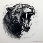 Tattoo sketch of a roaring panther head v e bd ee aeec _1_2 191223 tatufoto.com 225