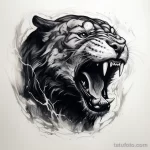 Tattoo sketch of a roaring panther head v e bd ee aeec _1_2_3 191223 tatufoto.com 226