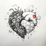 Tattoo sketch on a white sheet Brain and a heart int bf efb e bcf bf 011223 tatufoto.com