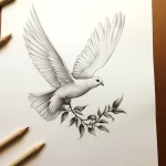 Tattoo sketch on a white sheet White dove carrying a acbae fb b e edaba _1_2_3 011223 tatufoto.com