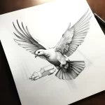 Tattoo sketch on a white sheet White pigeon flying a afcc e e ad dcfeef 011223 tatufoto.com