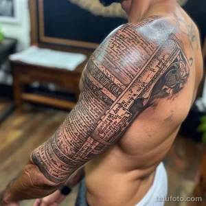Как долго существуют тату Man with a tattoo depicting an ancient scroll sty aff bf da a dacf _1 - 251223 tatufoto.com 060