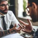 Как долго существуют тату Man with a tattoo discussing with a lawyer in a law ba a ce e aaac - 251223 tatufoto.com 063