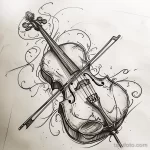 Рисунок тату с виолончелью - A blank canvas transformed by a cello tattoo sketch cfffe ff f f e - 291223 tatufoto.com 012