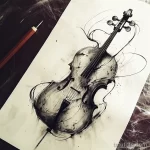 Рисунок тату с виолончелью - A captivating cello tattoo sketch ready to be reveal bbd d dd cec - 291223 tatufoto.com 033