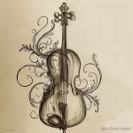Рисунок тату с виолончелью - A cello tattoo sketch a glimpse into someones passio d db bac cacace _1 - 291223 tatufoto.com 035