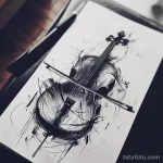 Рисунок тату с виолончелью - A cello tattoo sketch a testament to creative expres caefb cf c ecdf _1_2 - 291223 tatufoto.com 043