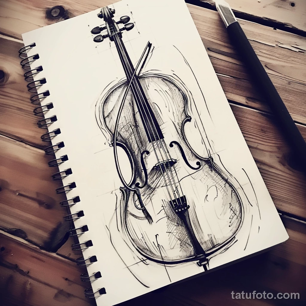 Рисунок тату с виолончелью - An inspiring cello tattoo sketch ready to come to li db cc af bbbfab - 291223 tatufoto.com 087