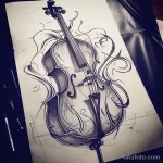 Рисунок тату с виолончелью - An inspiring cello tattoo sketch waiting to be admir beadefa e ae dc daad - 291223 tatufoto.com 088