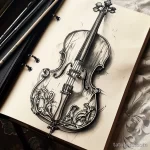 Рисунок тату с виолончелью - An inspiring cello tattoo sketch waiting to be admir beadefa e ae dc daad _1_2 - 291223 tatufoto.com 090