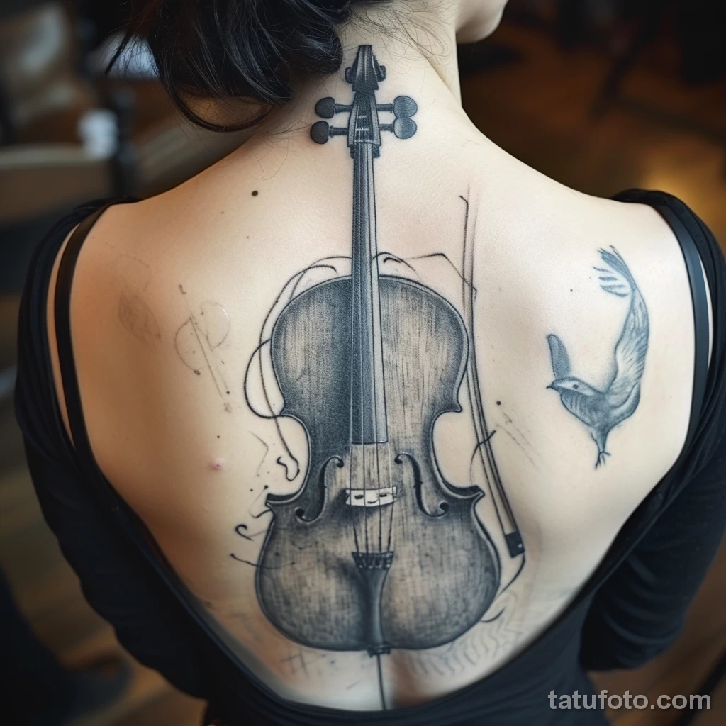 Рисунок тату с виолончелью - Her cello tattoo seemed to resonate with the melody ccdde ce f aab dfbefbc - 291223 tatufoto.com 092