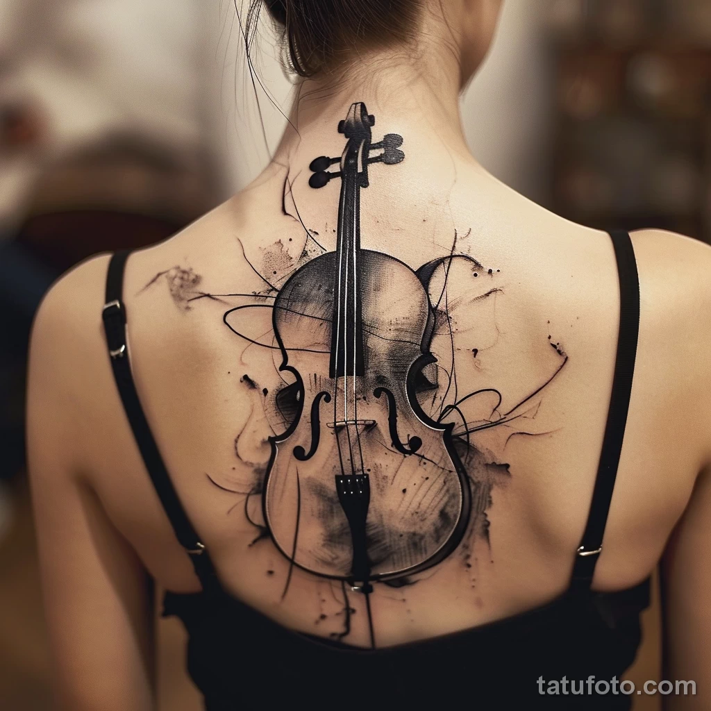 Рисунок тату с виолончелью - Her cello tattoo seemed to resonate with the melody ccdde ce f aab dfbefbc _1 - 291223 tatufoto.com 093