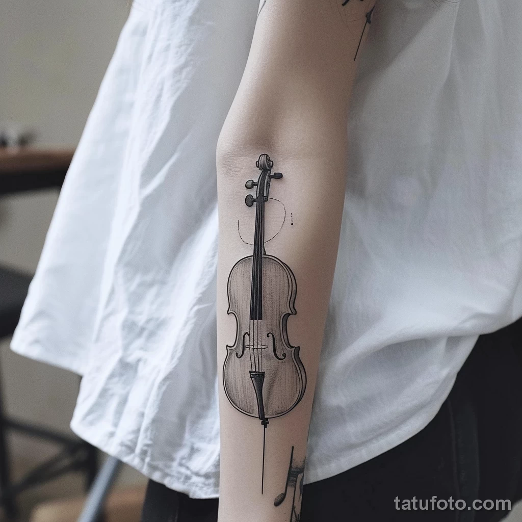 Рисунок тату с виолончелью - Her elegance was enhanced by the cello tattoo on her a b f befeda _1 - 291223 tatufoto.com 116