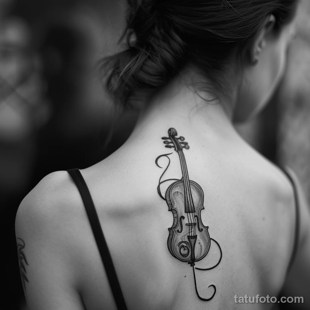 Рисунок тату с виолончелью - Her graceful dance moves showcased the cello tattoo f c a fceaa _1 - 291223 tatufoto.com 125