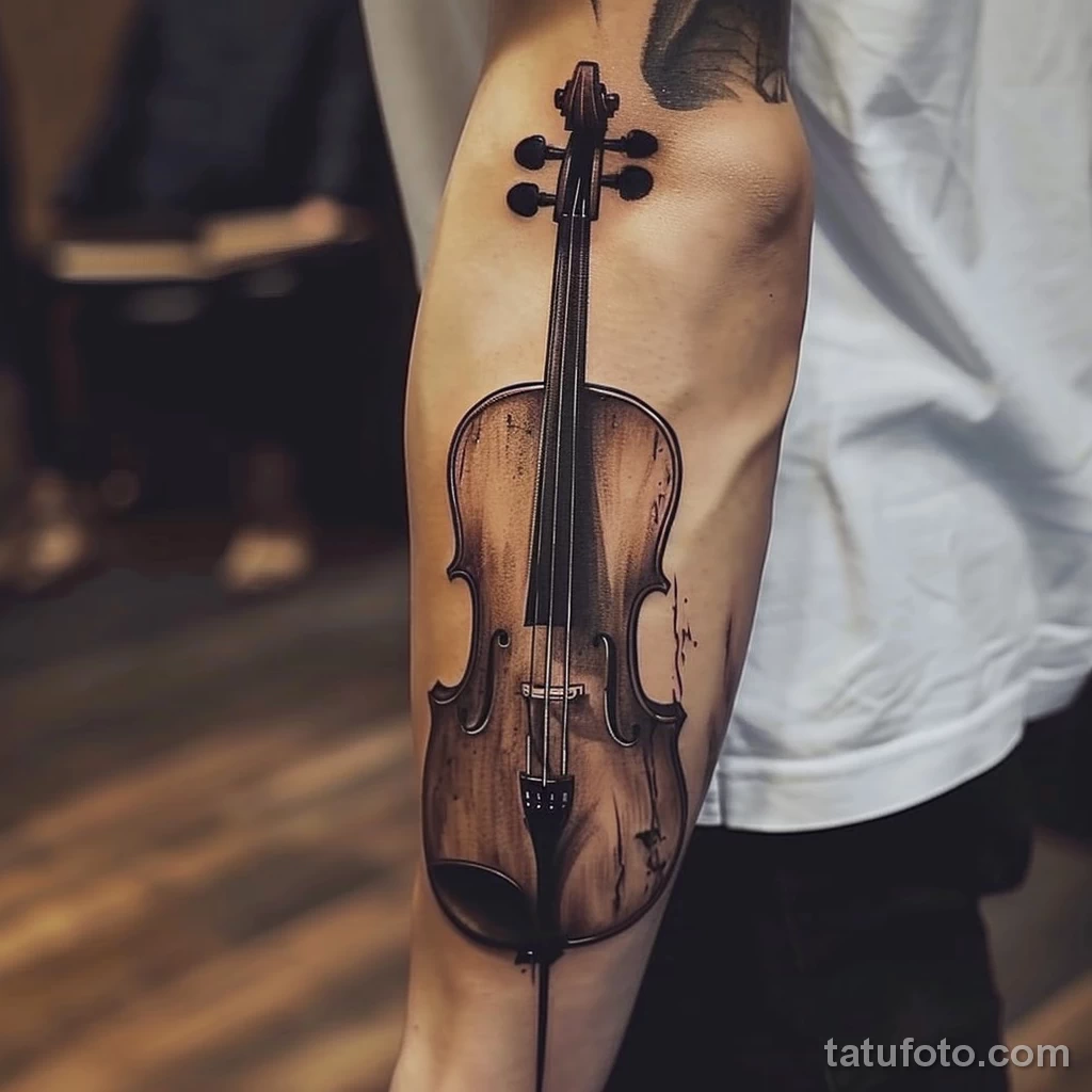 Рисунок тату с виолончелью - His elegance was accentuated by the cello tattoo on af dec b edbbea _1 - 291223 tatufoto.com 130