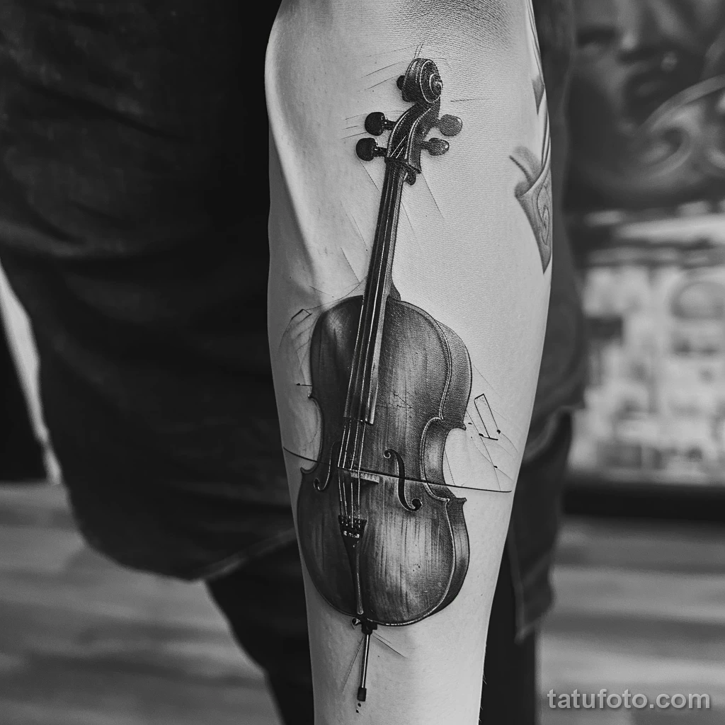 Рисунок тату с виолончелью - His elegance was enhanced by the cello tattoo on his ea bc a ac ccf _1 - 291223 tatufoto.com 132