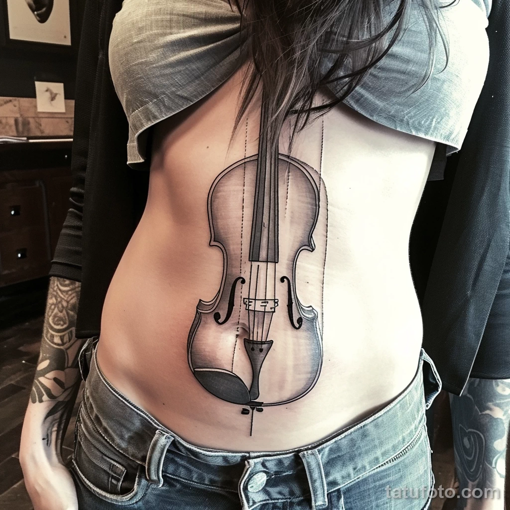 Рисунок тату с виолончелью - The beautiful young woman had a discreet cello tatto acc c d bdf cbda _1 - 291223 tatufoto.com 161