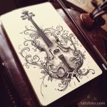 Рисунок тату с виолончелью - The beauty of a cello tattoo coming to life on paper deee e ae ede - 291223 tatufoto.com 173