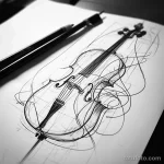 Рисунок тату с виолончелью - The delicate lines of a cello tattoo design emerging ae ad c a feaeb - 291223 tatufoto.com 322
