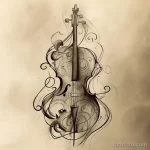 Рисунок тату с виолончелью - The elegance of a cello tattoo design emerging on pa dbaa eac ef de cdf _1 - 291223 tatufoto.com 330