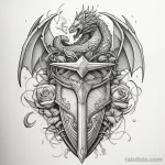 Эскиз татуировки щит и меч - 101223 tatufoto.com 080