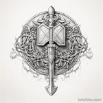 Эскиз татуировки щит и меч - 101223 tatufoto.com 354