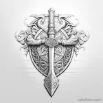 Эскиз татуировки щит и меч - 101223 tatufoto.com 367
