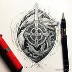 Эскиз татуировки щит и меч - 101223 tatufoto.com 415