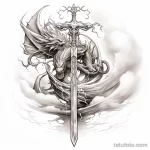 Эскиз татуировки щит и меч - 101223 tatufoto.com 441