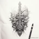 Эскиз татуировки щит и меч - 101223 tatufoto.com 472