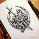 Эскиз татуировки щит и меч - 101223 tatufoto.com 519