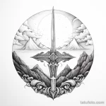 Эскиз татуировки щит и меч - 101223 tatufoto.com 545