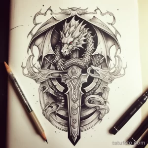 Эскиз татуировки щит и меч - 101223 tatufoto.com 561