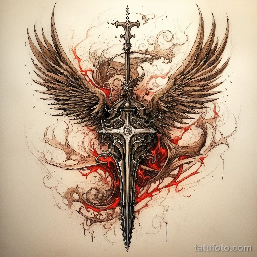 Эскиз татуировки щит и меч - 101223 tatufoto.com 611