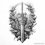 Эскиз татуировки щит и меч - 101223 tatufoto.com 658