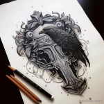 Эскиз татуировки в стиле old school с изображением орла, якоря и декоративных элементов. Подходит для любителей моря и приключений.