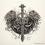Эскиз татуировки щит и меч - 101223 tatufoto.com 680