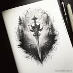 Эскиз татуировки щит и меч - 101223 tatufoto.com 719