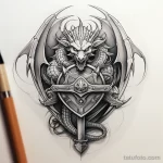 Эскиз татуировки щит и меч - 101223 tatufoto.com 743