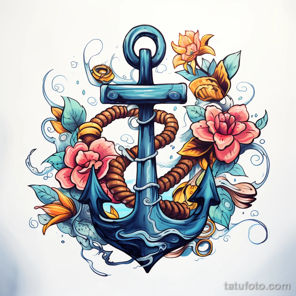 Эскиз татуировки якорь - 101223 tatufoto.com 048