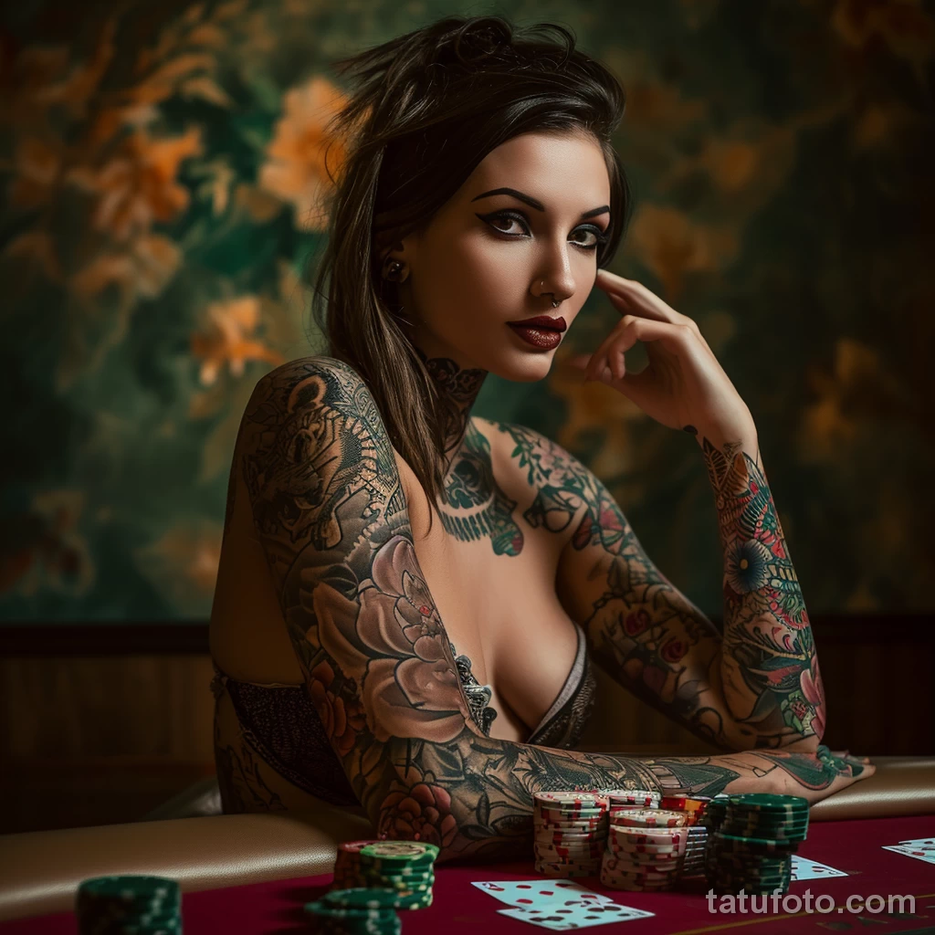 красивая девушка с тату на теле в казино 221223 tatufoto.com 060