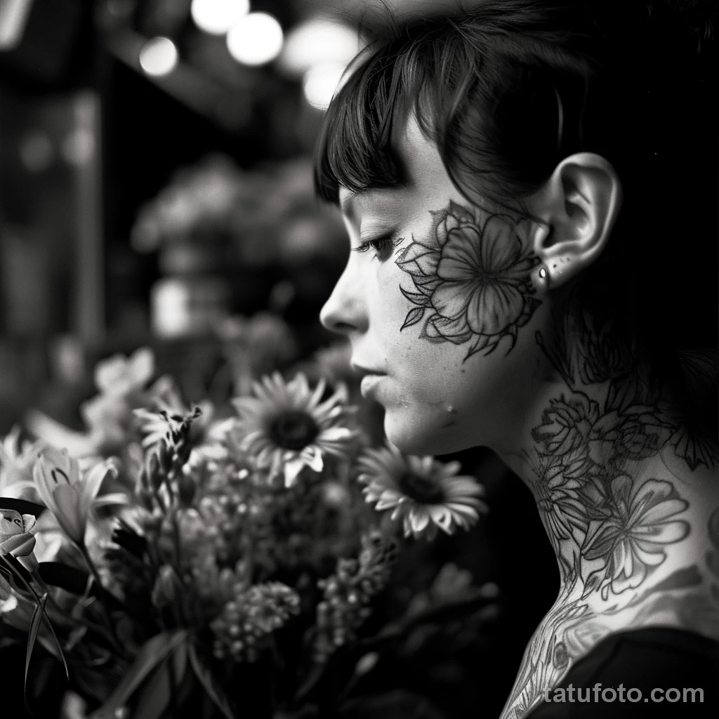 тату на лице - A florist admires the girls face tattoo while she sh ea bf abc ffff _1 - 261223 tatufoto.com 007